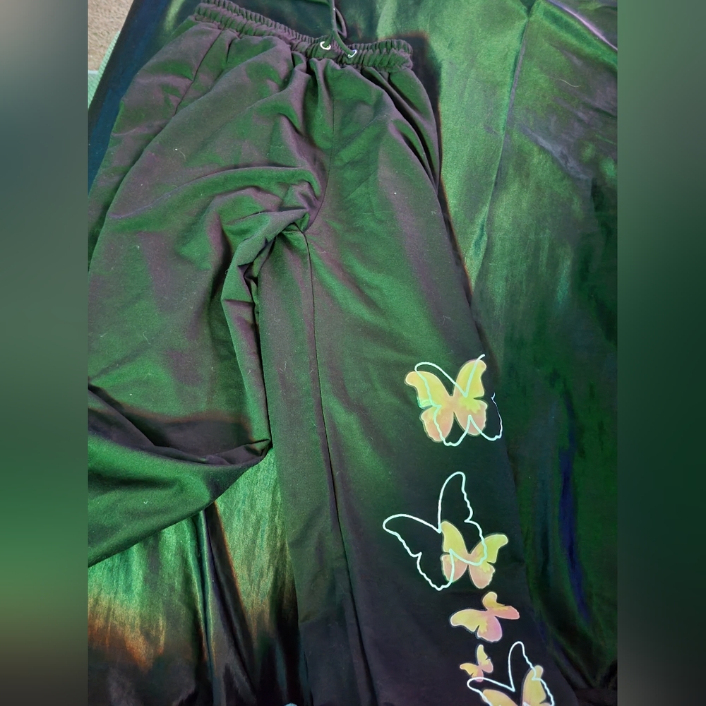Black butterfly sweatpants